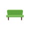 Green futon. Vector illustration. Flat icon of sofa. Front view.