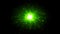 Green futuristic space particles in bright round energy structure