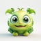 Green Fuzzy Creature 3d Background: Charming Character Illustrations And Adorable Toy Sculptures