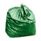 Green garbage bag with concept the color of green garbage bags is biodegradable compostable waste isolated on white background