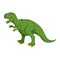 Green gigantic Dinosaur Tyrannosaurus Rex. Prehistoric reptile.