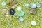 Green glass beads for the handmade creative craft design