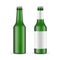 Green Glass Beer Bottle With Label and Blank Mockup