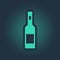 Green Glass bottle of vodka icon isolated on blue background. Abstract circle random dots. Vector