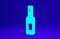 Green Glass bottle of vodka icon isolated on blue background. Minimalism concept. 3d illustration 3D render