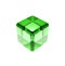 Green glass cube isolated