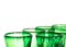 Green glass designer wine glasses detail view abstract with copy space