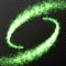 Green glitter comet particle light vector twirl