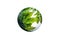 A green globe adorned with the leaves of a tree representing the concept of ecological harmony and efforts to combat climate