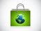 Green globe shopping bag illustration design