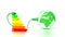 Green globe showing europe and africa energy efficiency graph