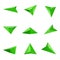 Green glossy navigation arrow realistic vector set