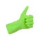 Green glove for cleaning show thumbs up