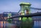 Green glow on the Chain bridge.