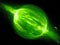 Green glowing bipolar force in space