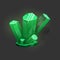 Green glowing crystal icon for the game. Emerald glowing crystal.Precious gemstone. Game award and wealth icon, jewelry and money.