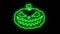 A green glowing pumpkin with carved eyes and a creepy smile on a transparent background. Ghost pumpkin animation for
