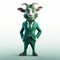 Green Goat: A Dreamlike 3d Cartoon Illustration In Business Attire