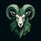 Green Goat Logo: Vibrant Illustration With Dark White And Light Green