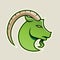 Green Goat wýth a Long Horn Icon Vector Illustration