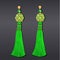 green and gold beaded earrings with tassels