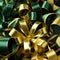 Green and gold bows, beautiful congratulatory gift background,