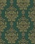 Green with gold damask background