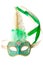 Green and gold feathered carnival mask