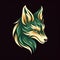 Green And Gold Fox Logo: Detailed Character Design With Vibrant Color Gradients