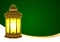 Green and Gold Happy Eid Mubarak Ramadhan Greeting Card with Lantern Blank Template