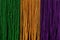 Green, gold, and purple Mardi Gras beads