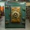 A green and gold vault door