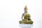 Green and golden Buddha statue, on white background. .Meditation, spirituality and zen concept