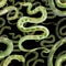 Green Goldy Skin Viper Snake watercolor pattern