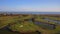 Green golf courses by the sea. Salgados beach. Portugal, Albufeira. Aerial view.