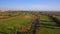 Green golf courses by the sea. Salgados beach. Portugal, Albufeira. Aerial view.