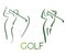 Green golf icons silhouette