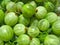 Green gooseberries close up, berry background