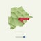Green gradient low poly map of Botswana with capital Gaborone