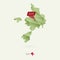 Green gradient low poly map of Sark with capital Sark