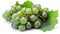Green grape with leaves isolated on white. With clipping path. Full depth of field, generative ai