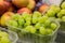 Green grapes in plastic box