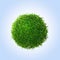 Green grass ball on blue background