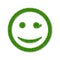 Green grass face wink smile. Smiley grassy emoticon icon, isolated white background. Happy smiling sign. Symbol ecology