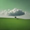 Green grass fields and calm skies. AI-Generated.