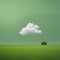 Green grass fields and calm skies. AI-Generated.