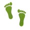 Green Grass Footprints on White Background