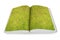 green grass on open recycled note book isolated on the white background with clipping path