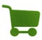 Green grass shopping cart. natural background texture.