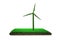 Green grass in wind turbine shape with mud, 3D illustration